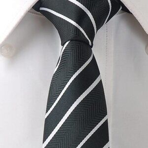 Black Striped Necktie 2.5" W x 58"L